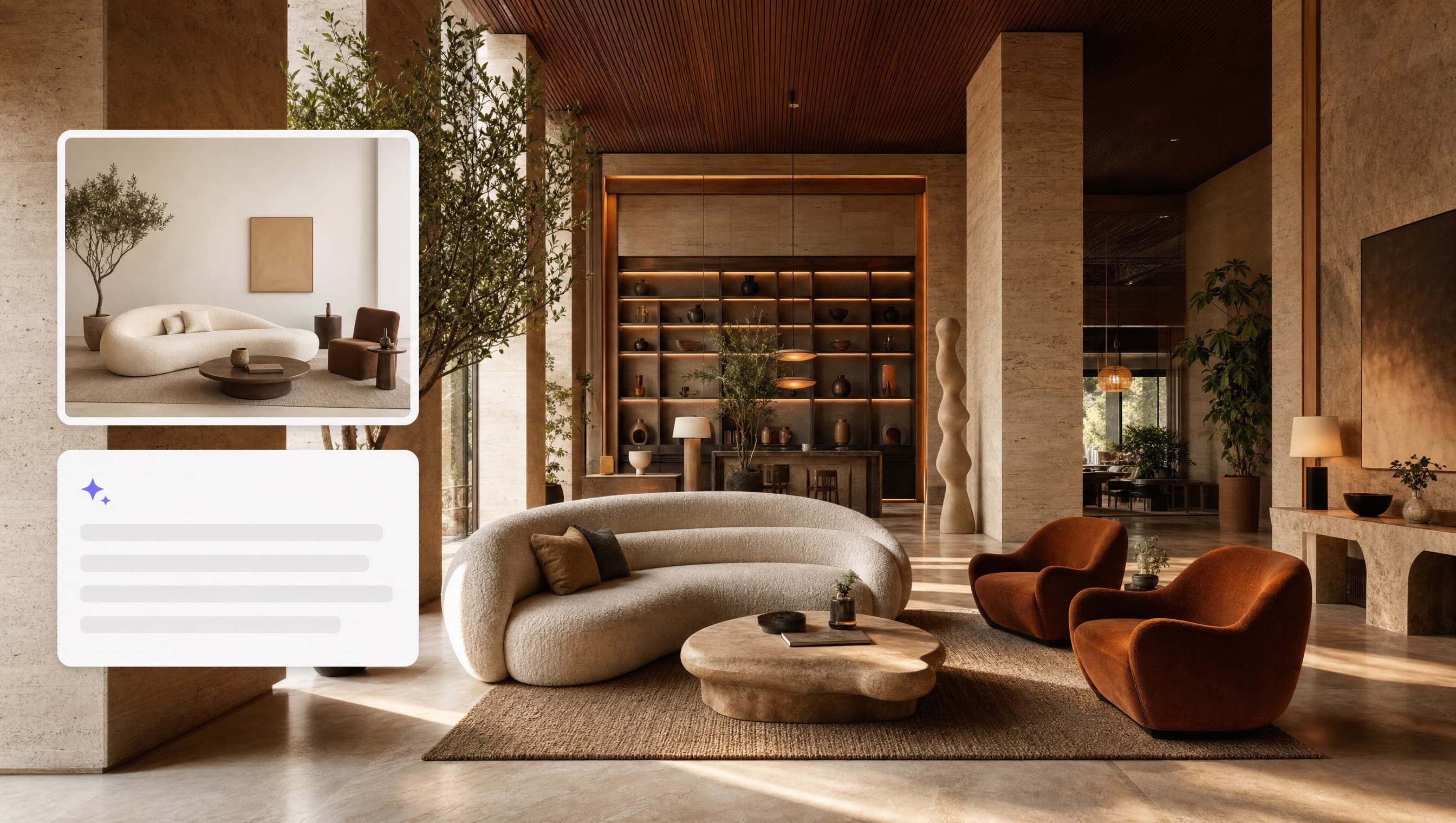 AI-generated luxury interior and furniture showroom concept